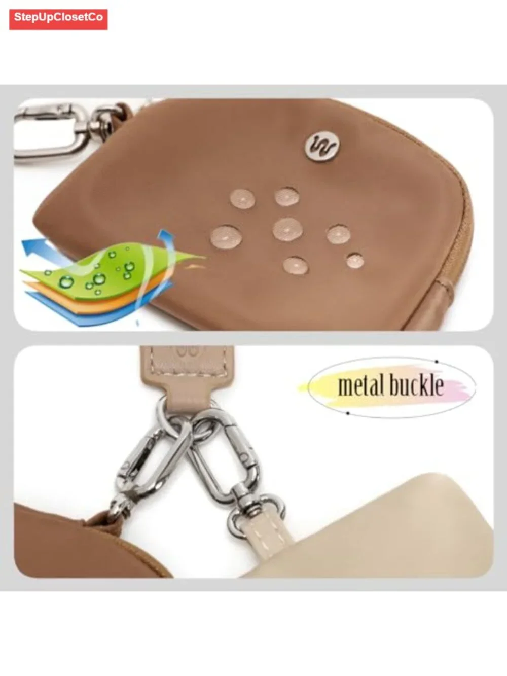 Mini Zip Around Wristlet Wallet Detachable Dual Pouch Nylon Keychain Coin Purse